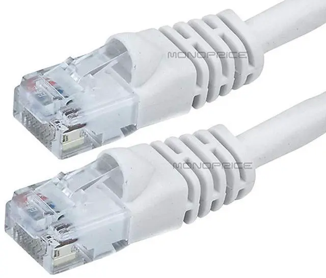 Alt view image 12 of 13 - Monoprice Cat6 Ethernet Patch Cable - Network Internet Cord - RJ45, Stranded, 550Mhz, UTP, Pure Bare Copper Wire, 24AWG, 2ft, White