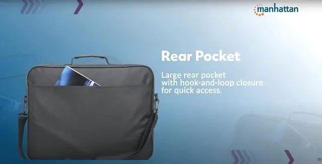 Alt view image 10 of 19 - Manhattan Cambridge Carrying Case (Briefcase) for 17.3" Apple Notebook - Black - Weather Resistant, Spill Resistant, Wear Resistant, Bump Resistant, Scratch Resistant, Anti-slip Shoulder Strap -