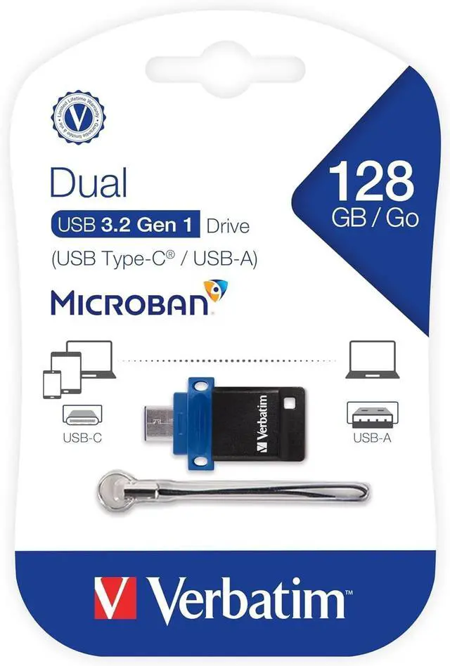 Alt view image 15 of 15 - Verbatim Store 'n' Go Dual 128GB USB 3.2 (Gen 1) (Type A + Type C) Flash Drive - 128 GB - USB 3.2 (Gen 1) Type A, USB 3.2 (Gen 1) Type C - Blue - Lifetime Warranty