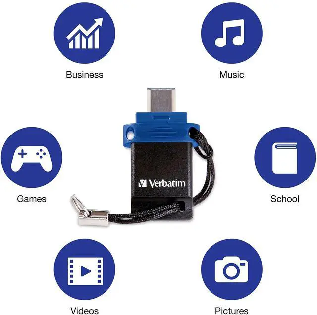 Alt view image 14 of 15 - Verbatim Store 'n' Go Dual 128GB USB 3.2 (Gen 1) (Type A + Type C) Flash Drive - 128 GB - USB 3.2 (Gen 1) Type A, USB 3.2 (Gen 1) Type C - Blue - Lifetime Warranty