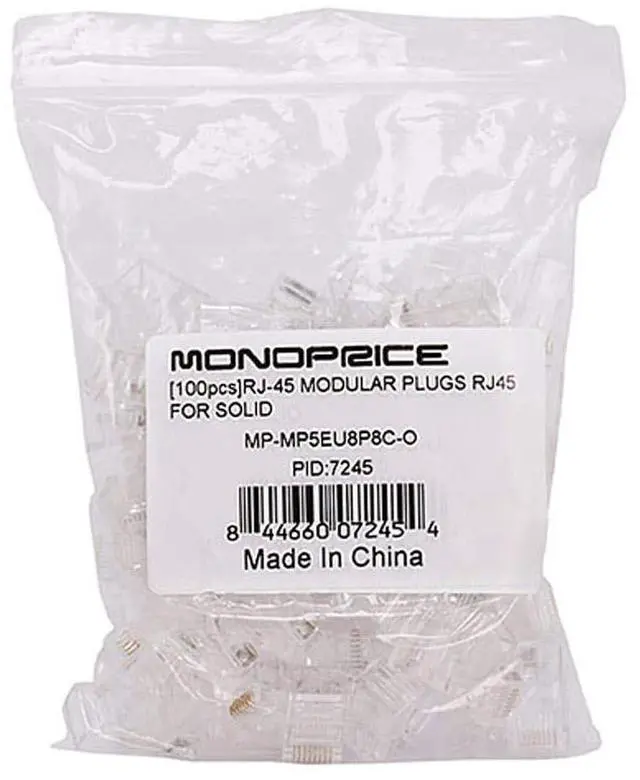 Alt view image 13 of 13 - Monoprice Rj-45 Modular Plugs Rj45 - 100 Pack For Solid