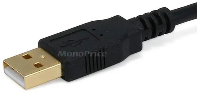 Alt view image 13 of 14 - Monoprice USB 2.0 Cable - 6 Feet - Black | USB Type-A Male to USB Type-B Male, 28/24AWG with Ferrite Core, Gold Plated