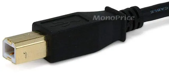 Alt view image 14 of 14 - Monoprice USB 2.0 Cable - 6 Feet - Black | USB Type-A Male to USB Type-B Male, 28/24AWG with Ferrite Core, Gold Plated