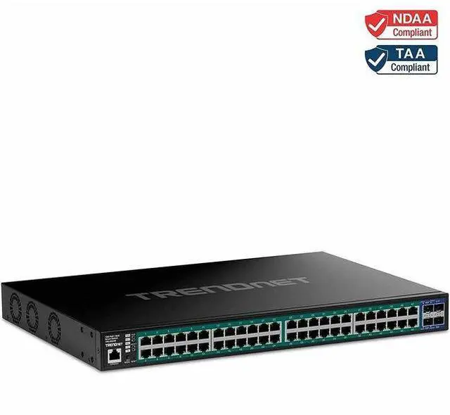 Alt view image 6 of 20 - TRENDnet 52-Port Gigabit Web Smart PoE+ Switch with 10G SFP+ Ports, TPE-3524S, 48 x Gigabit PoE+ Ports, 4 x 10G SFP+ Ports, 410W PoE Power Budget, Lifetime Protection, Black