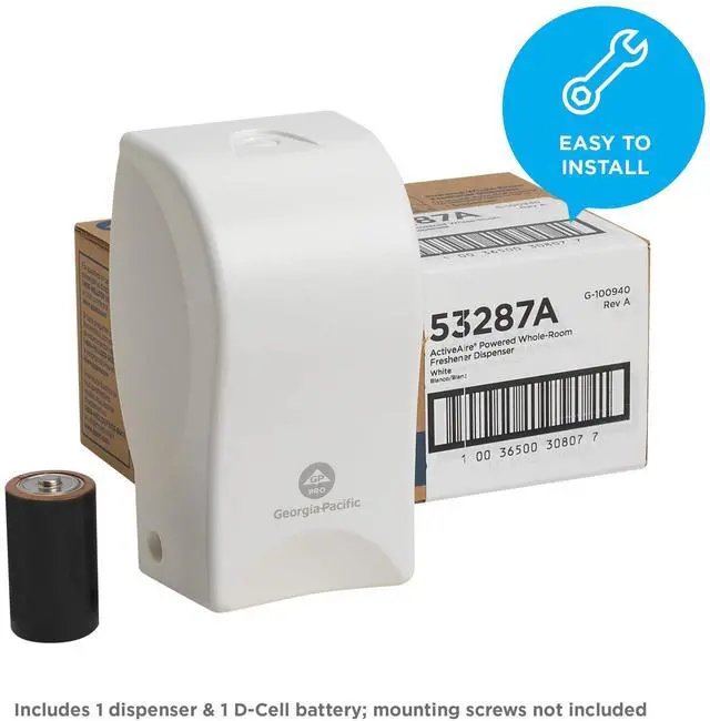 Alt view image 4 of 8 - ActiveAire Powered Whole-Room Freshener Dispenser 4.38" x 4" x 7.81'' White 53287A