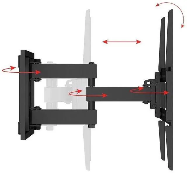 Alt view image 17 of 18 - Monoprice Full Motion TV Wall Mount Bracket For 40" To 90" TVs up to 132lbs, Max VESA 600x400, Works with Concrete, Brick, and Wooden Studs