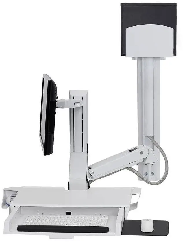 Alt view image 4 of 6 - Ergotron StyleView Wall Mount for Monitor Keyboard Bar Code Scanner CPU Mouse White 45595216