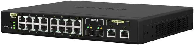 Alt view image 17 of 20 - QNAP 20-Port 10GbE PoE++ and 2.5GbE PoE+ Managed Network Switch (QSW-M2116P-2T2S-US). Layer 2, Web Management