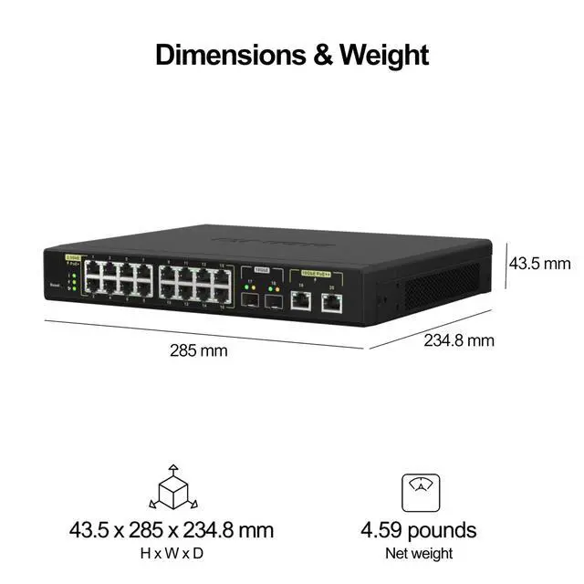 Alt view image 20 of 20 - QNAP 20-Port 10GbE PoE++ and 2.5GbE PoE+ Managed Network Switch (QSW-M2116P-2T2S-US). Layer 2, Web Management