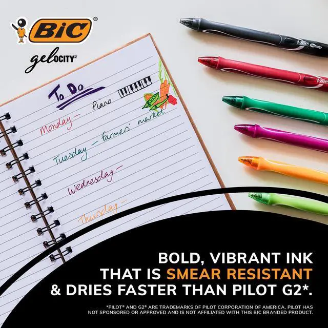 Alt view image 8 of 13 - BIC Gel-ocity Quick Dry Retractable Gel Pens Medium Point 0.7mm Assorted Inks 16/Pack (RGLCGA16-AST)