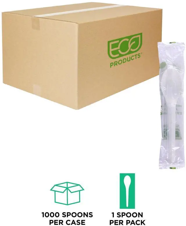 Alt view image 2 of 7 - Plantware Compostable Cutlery Spoon Plastic White 1000/Carton EPS013W