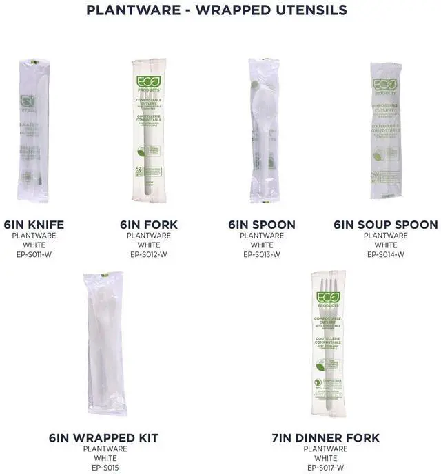 Alt view image 7 of 7 - Plantware Compostable Cutlery Spoon Plastic White 1000/Carton EPS013W