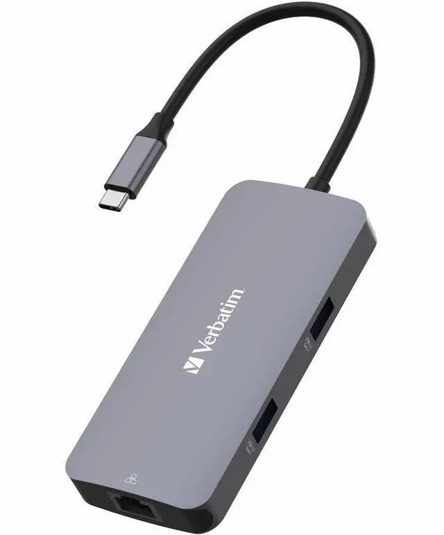 Alt view image 9 of 12 - Verbatim USB-C Pro Multiport Hub CMH 05 - 5 Ports - for Notebook/Monitor/Desktop PC - Charging Capability - USB Type C - 4K - 3840 x 2160 - 3 x USB Ports - 2 x USB Type-A Ports - USB Type-A