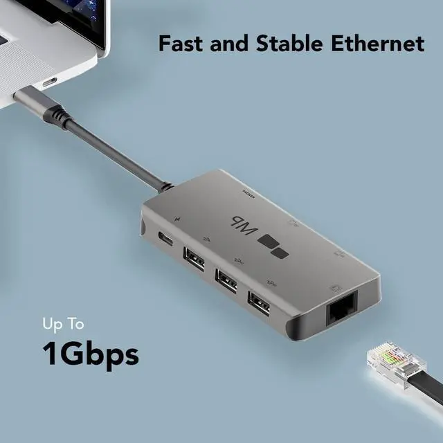 Alt view image 14 of 17 - Mobile Pixels 8-in-1 USB C Hub/Adapter/Dongle USB 3.0 Ports, Ethernet Port, 4K HDMI Port, SD Card Slot, Micro SD Card Slot, USB-C Charging Port, Portable for All Type C Laptops (Space Gray)