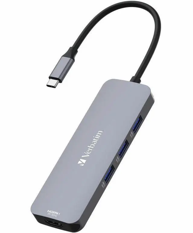 Alt view image 9 of 12 - Verbatim USB-C Pro Multiport Hub CMH 08 - 8 Ports - for Notebook - Charging Capability - Memory Card Reader - SD, microSD - USB Type C - 4 x USB Ports - 3 x USB Type-A Ports - USB Type-A -