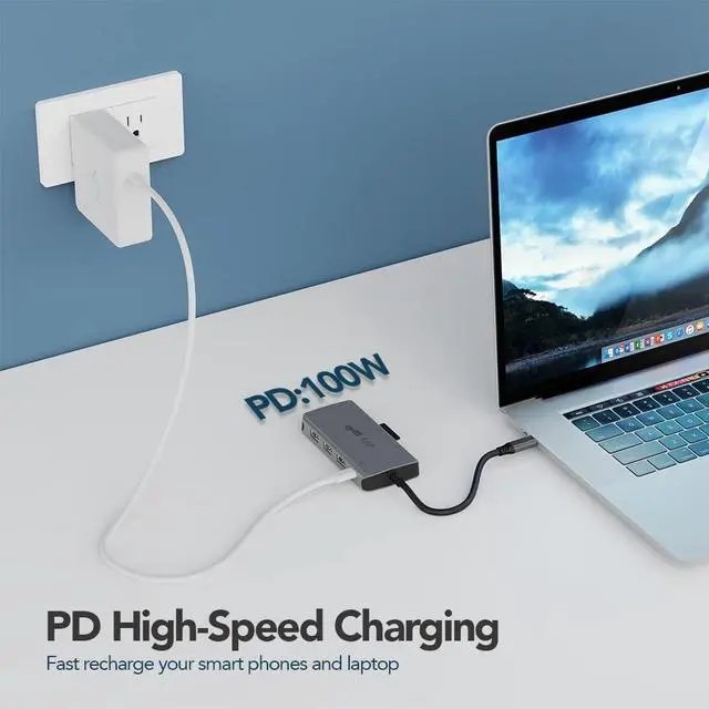 Alt view image 16 of 17 - Mobile Pixels 8-in-1 USB C Hub/Adapter/Dongle USB 3.0 Ports, Ethernet Port, 4K HDMI Port, SD Card Slot, Micro SD Card Slot, USB-C Charging Port, Portable for All Type C Laptops (Space Gray)