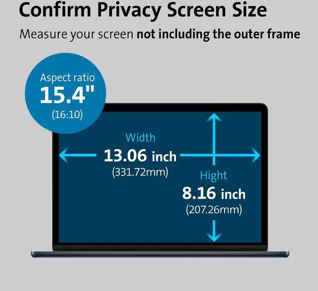 Alt view image 17 of 18 - Kensington FP154W10 Privacy Screen for Laptops 15.4" 16:10 K52104WW