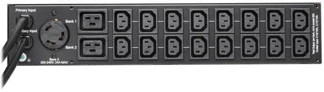 Alt view image 5 of 8 - Tripp Lite PDUMNH30HVAT2 19-Outlets PDU Monitored - NEMA L6-30P - 16 x IEC 60320 C13, 2 x IEC 60320 C19, 1 x NEMA L6-30R - 230 V AC - Network (RJ-45) - 2U - Horizontal - Wall-mountable, Rack-mountable