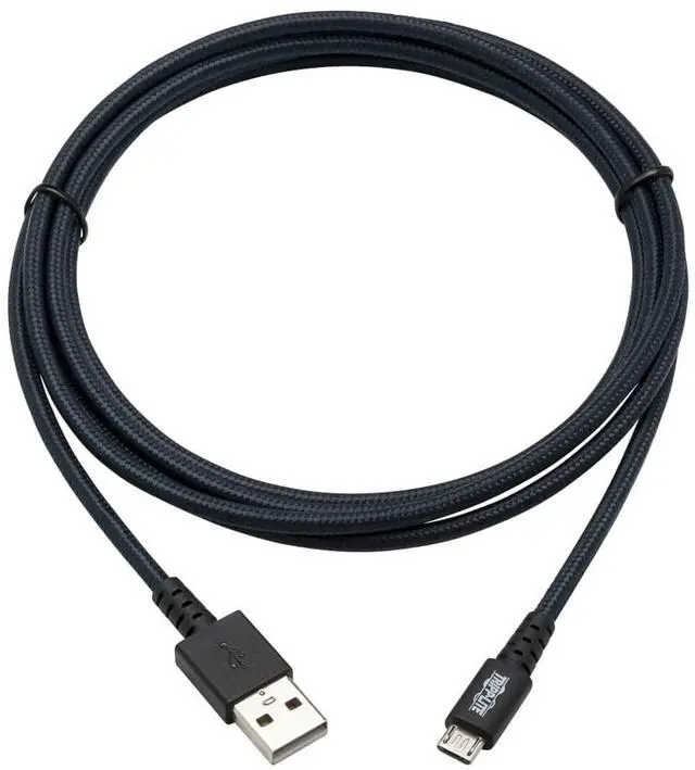 Alt view image 10 of 13 - Tripp Lite U050-006-GY-MAX Heavy-Duty USB-A to USB Micro-B Cable - M/M, USB 2.0, UHMWPE and Aramid Fibers, Gray, 6 ft. (1.8 m)