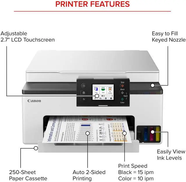 Alt view image 15 of 20 - Canon MAXIFY GX1020 Inkjet Printer All-in-One Supertank Print Scan Copy (6169C002)