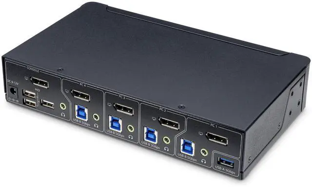 Alt view image 14 of 17 - StarTech 4-Port DisplayPort KVM Switch Single 4K 60Hz Monitor 6x USB Ports Hotkey & Push-Button Switching TAA Compliant P4AD122KVMSWITCH