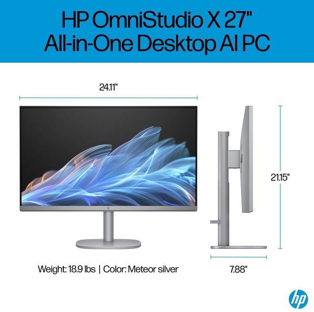Alt view image 18 of 19 - HP OmniStudio X 27" FHD Touch Screen All-in-One Desktop Intel Core U7-155H 16GB RAM 1TB SSD Meteor Silver