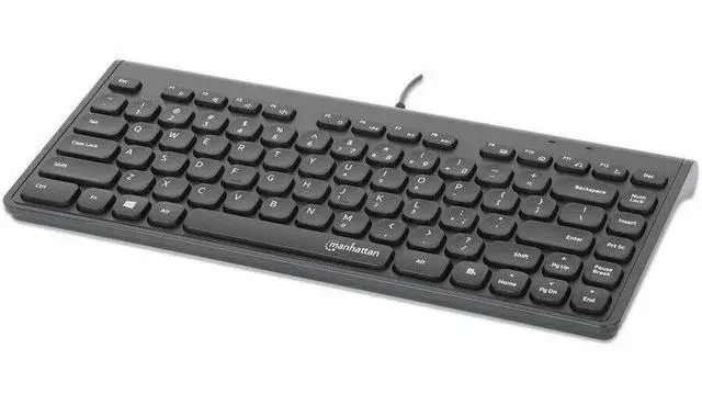 Alt view image 8 of 13 - Manhattan Slim Wired USB Mini Keyboard - Cable Connectivity - USB Type A Interface - 82 Key(s) - Linux, ChromeOS, Windows 7, Windows 8.1, Windows 10, Windows 11 - Notebook, Desktop Computer - PC - ABS