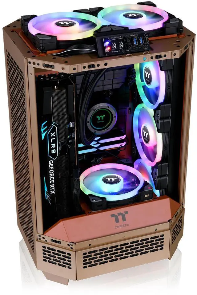 Alt view image 11 of 13 - Thermaltake Tower 300 Gravel Sand Micro-ATX Case; 2x140mm CT Fan Included; Support Up to 420mm Radiator; Optional Chassis Stand Kit Allows Horizontal Display; CA-1Y4-00SGWN-00