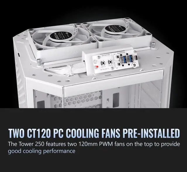 Alt view image 20 of 20 - Thermaltake Tower 250 Snow Mini-ITX Mini Tower 2x120mm CT Fans Included, 360mm Radiator Support 360mm GPU Clearance Dual Chamber CA-1Z9-00S6WN-00