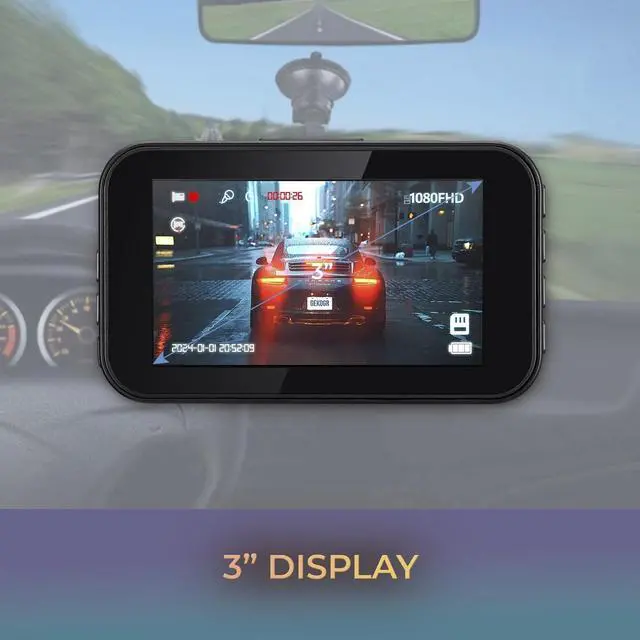 Alt view image 12 of 16 - GekoGear Orbit D111 1080P HD Dash Cam - 3" Screen - Dashboard - Wired - 1920 x 1080 Video - CMOS