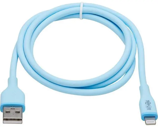 Main image of Tripp Lite Safe-IT USB-A to Lightning Charge Cable for iPhone & iPad, Male-to-Male Cable, MFi Certified, Light Blue, 3 Feet / 0.9 Meters, 2-Year Warranty Modle M100AB-003-S-LB
