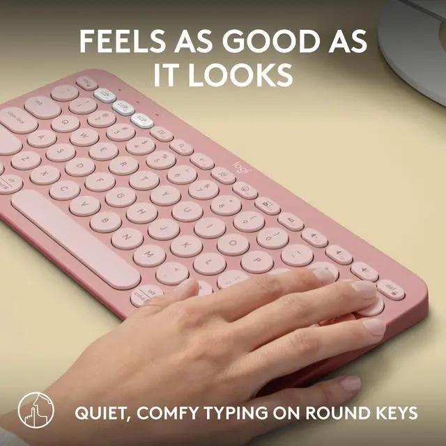 Alt view image 11 of 14 - Logitech Pebble Keys 2 K380S Bluetooth Keyboard, Tonal Rose 920-011777