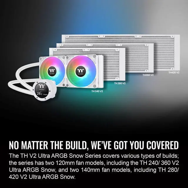 Alt view image 5 of 8 - Thermaltake TH360 V2 Ultra ARGB Snow CL-W405-PL12SW-A Liquid / Water Cooling