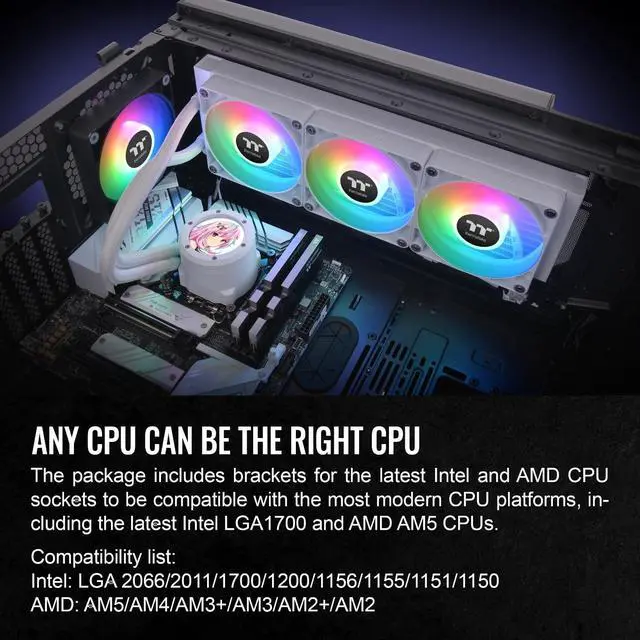 Alt view image 8 of 8 - Thermaltake TH360 V2 Ultra ARGB Snow CL-W405-PL12SW-A Liquid / Water Cooling