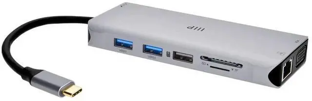 Alt view image 8 of 12 - Monoprice 12-in-1 Dual-HDMI + VGA MST Triple Monitor Docking Station, Dual 4K HDMI, VGA, 5Gbps USBA, Gigabit Ethernet, SD/MicroSD Readers, 100W PD, 3.5mm Dual Audio/Microphone Jack