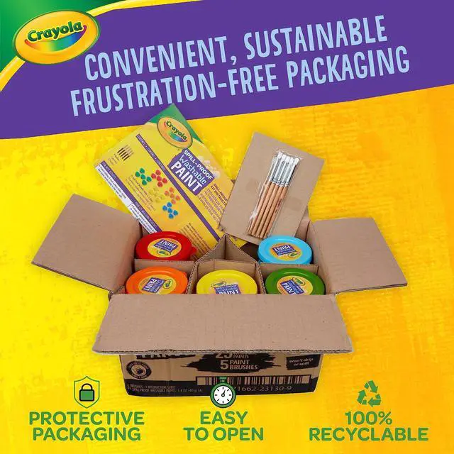 Alt view image 4 of 7 - Crayola Spill Proof Washable Paints 5 Colors 1.4 oz Cups 5 Sets/Carton 542313