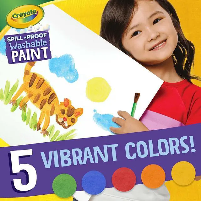 Alt view image 7 of 7 - Crayola Spill Proof Washable Paints 5 Colors 1.4 oz Cups 5 Sets/Carton 542313