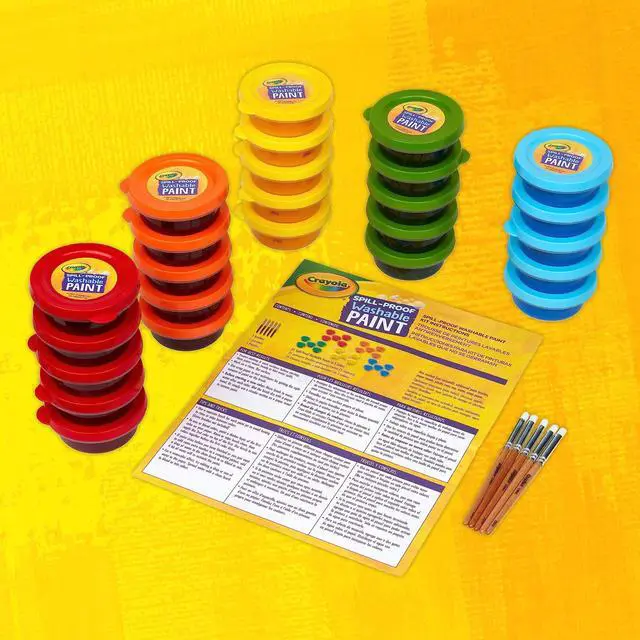 Alt view image 5 of 7 - Crayola Spill Proof Washable Paints 5 Colors 1.4 oz Cups 5 Sets/Carton 542313