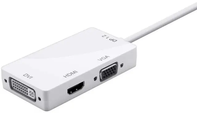 Alt view image 10 of 11 - Monoprice DisplayPort 1.2a to 4K HDMI, Dual Link DVI, and VGA Passive Adapter, White
