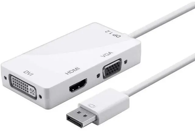 Alt view image 5 of 11 - Monoprice DisplayPort 1.2a to 4K HDMI, Dual Link DVI, and VGA Passive Adapter, White