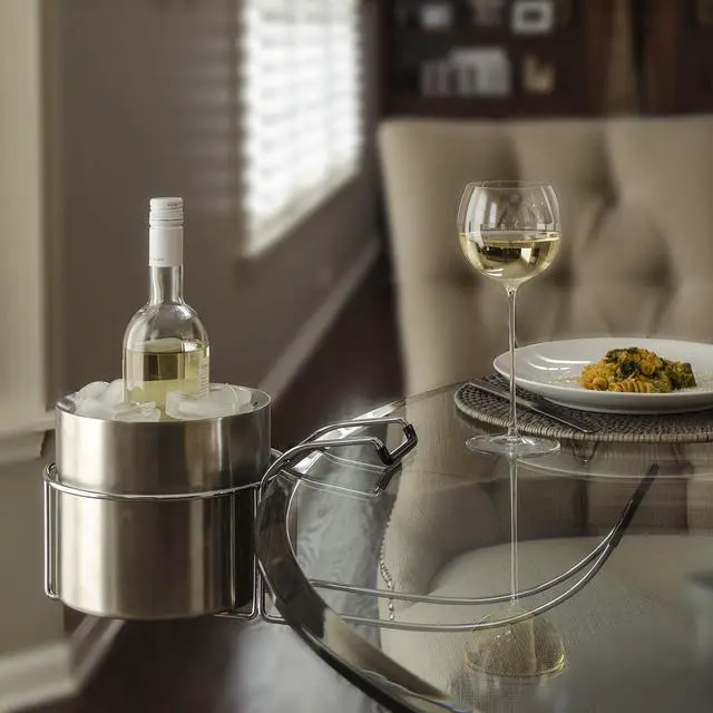 Alt view image 10 of 11 - C-Line Wine By Your Side Steel Frame/Red Wine Adapter/Ice Bucket 161.06" cu Stainless Steel