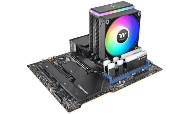 Alt view image 12 of 13 - Thermaltake ASTRIA 200 ARGB Lighting CPU Cooler - 4.72" Maximum Fan Diameter - 1 x Fan(s) - 4 x Heat Pipe(s) - 65 CFM Maximum Airflow - 1800 rpm - 5V ARGB Header, 2510 - 4Pin - Compatible Intel S