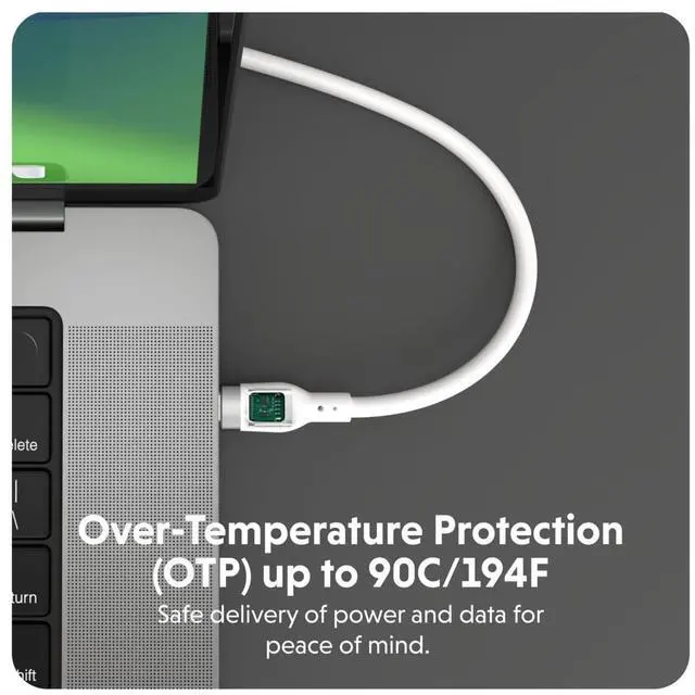 Alt view image 6 of 8 - Targus HyperJuice 240W Silicone USB-C to USB-C Cable (6ft/2m), White HJ4002WHGL