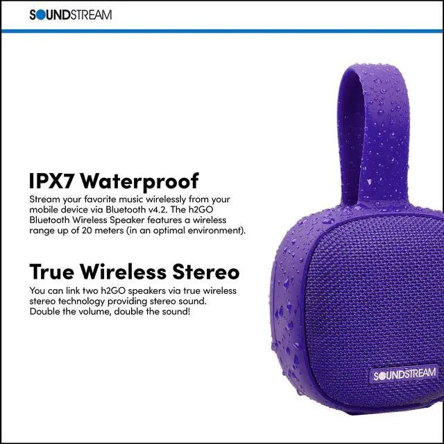 Alt view image 10 of 11 - Soundstream H2GO Bluetooth Speaker H2S-PR - Purple