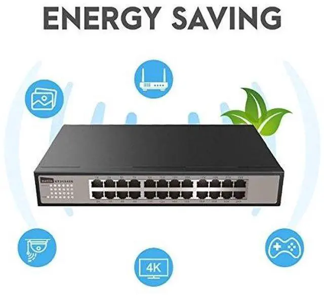 Alt view image 9 of 13 - 24-port Unmanaged Gigabit Switch, Desktop Ethernet Splitter, Ethernet Hub, Plug and Play, Fanless Quite, Traffic Optimization, Sturdy Metal Desktop size, expandable to standard 19" rack mount with included mounting bracket (ST3124GS)