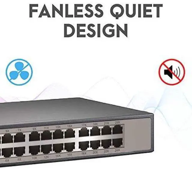 Alt view image 11 of 13 - 24-port Unmanaged Gigabit Switch, Desktop Ethernet Splitter, Ethernet Hub, Plug and Play, Fanless Quite, Traffic Optimization, Sturdy Metal Desktop size, expandable to standard 19" rack mount with included mounting bracket (ST3124GS)