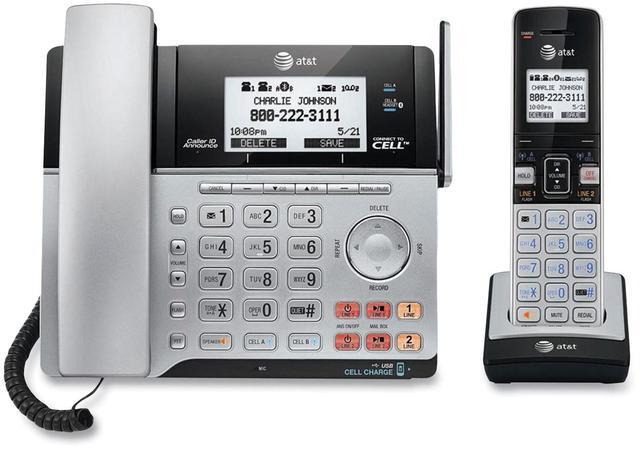 Alt view image 4 of 10 - AT&T Connect to Cell TL86103 2-Line Corded/Cordless Phone 284987