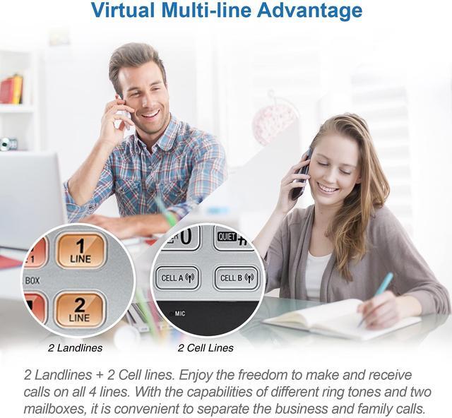 Alt view image 7 of 10 - AT&T Connect to Cell TL86103 2-Line Corded/Cordless Phone 284987
