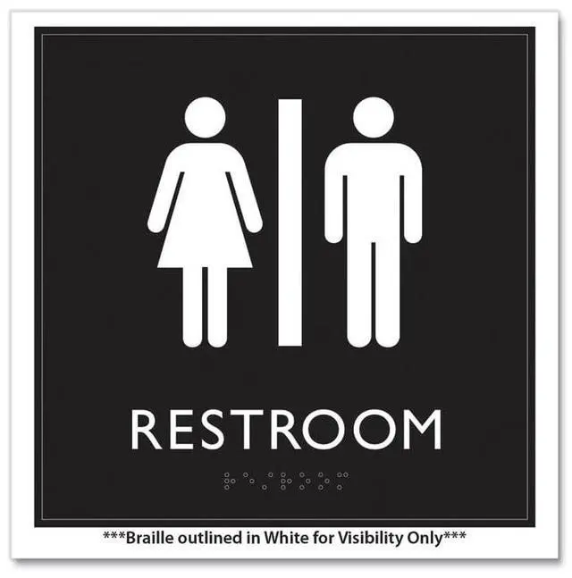Alt view image 3 of 5 - ADA Sign Unisex Restroom Plastic 8 x 8 Clear/White 66910
