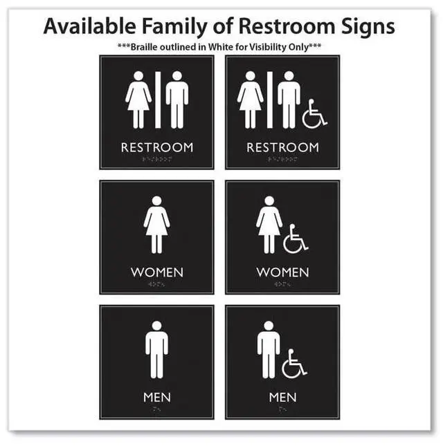 Alt view image 4 of 5 - ADA Sign Unisex Restroom Plastic 8 x 8 Clear/White 66910